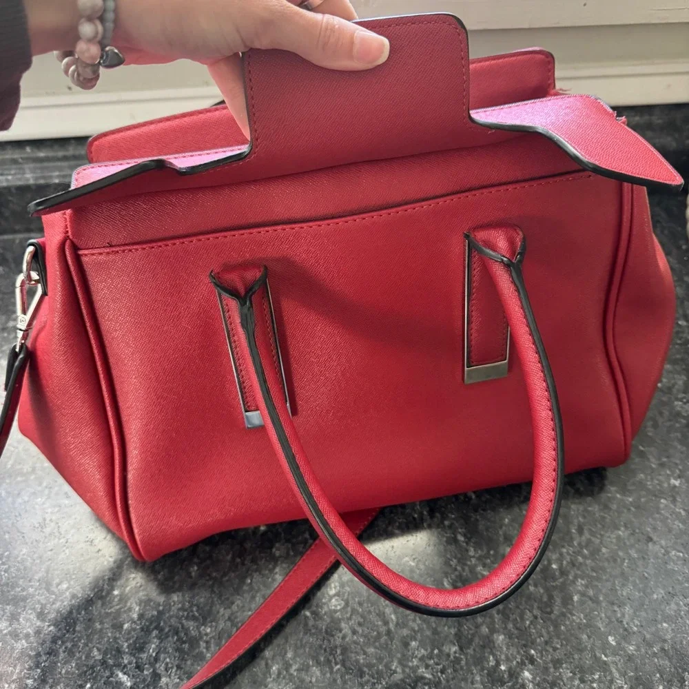 Christian Siriano New York Red Saffiano Satchel Crossbody Handbag